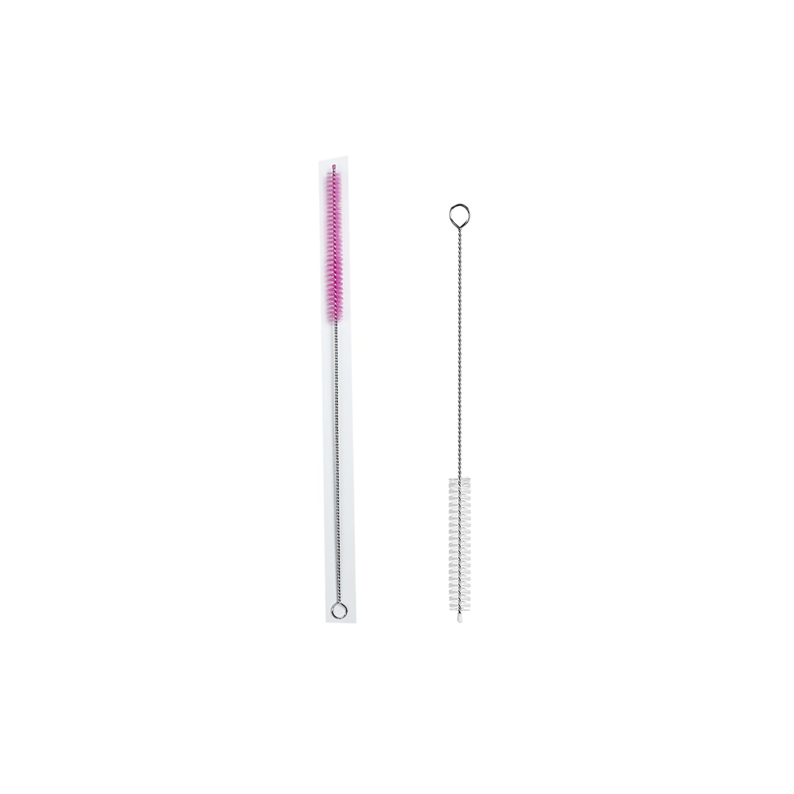 2 Pack Straw Cleaner Brush, Reusable Metal Handles Straw Cleaner Brush Extra Long for Stanley Mug 40, 30, 20 oz, 10mm Wide Straw Cleaner Brush for Sippy Cup, Water Bottle and Tubes (Clear+Pink)