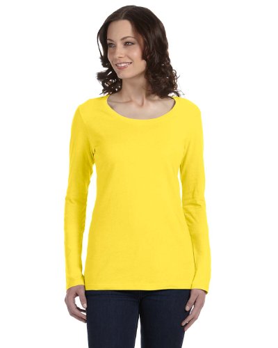 Anvil Ladies' Featherweight Long-Sleeve Scoop T-Shirt M LEMON ZEST