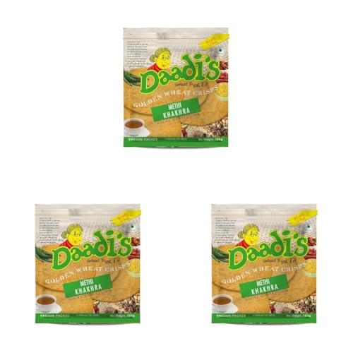 Image of Daadi's Crisp Wheat Methi Khakhra 180g each (Pack of 9)