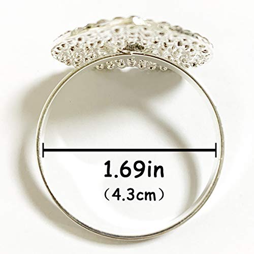 Loghog Wedding Napkin Rings Set Of 4, Handmade Heart-Shaped Napkin Rings For Banquet, Birthday, Thanksgiving Table Decor Valentine's Day（Silver） #TOP5