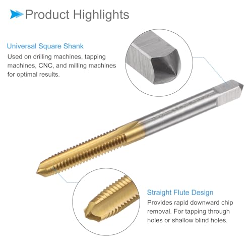 CoCud Gerade Nut Gewindebohrer, M6 x 1 Gewindegröße, Titan-Kobalt-Hochgeschwindigkeitsstahl Metrische Linksgewinde-Werkzeuge für Aluminium, Edelstahl, Bronze, Kunststoffe