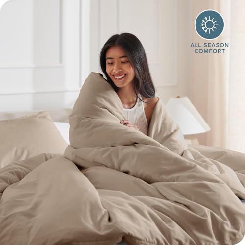 Image of Viewstar Premium Cotton Duvet Cover, King Size 91x101 Inches, 300 Thread Count, Ultra-Soft, Wrinkle-Free, Cotton-Quilt /Comforter Zipper Cover (Beige)