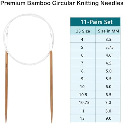 Bamboo Circular Knitting Needles 32 Inch (80cm) Size US 6 (4mm) – Hand-Polished Round Needle for Socks, Hats, Baby Booties & Sweaters - 1