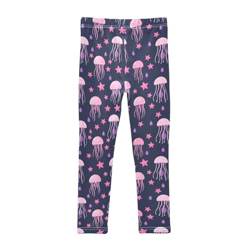 Girls' Athletic Leggings Ankle Length Yoga Dance Pants Kids Teen 4T Jellyfish and Starfish2