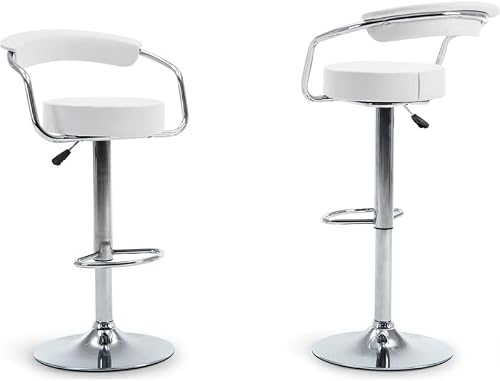 SMTE Pair of Zenith Modern Indoor Succulent White Bar Stool with keychain