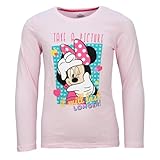 Disney Minnie Maus Langarmshirt für Mädchen – Offizielles Lizenzprodukt – Longsleeve aus 100 % Baumwolle – Größen 98–128 – in Rosa oder Weiß, Farbe: Rosa, Bekleidungsgröße: 122