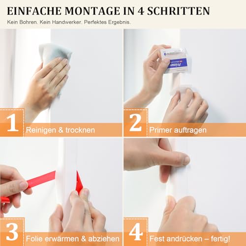 Flexible Zierleisten Selbstklebend Kantenschutz Leisten – 4cm X 6m, Wasserdicht Und Rückstandslos Entfernbar Für Wand, Küche, Bad Und Fliesen Als Eckenschutz, Möbelschutz, Dekorative Wandverkleidung