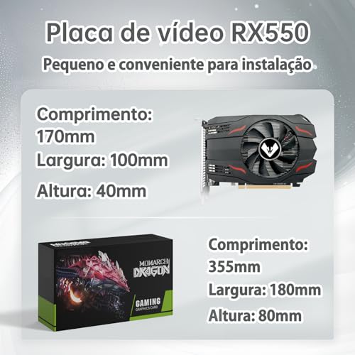 MOUGOL Placa de Vídeo AMD Radeon RX550 4GB GDDR5 128 bits, placa de vídeo para jogos de PC com porta