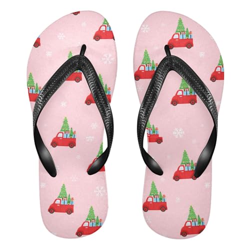 Burbuja Red Trucks Flip Flops for Women Men, Soft Thong Sandals Rubber Slippers for Pool Beach Essentials
