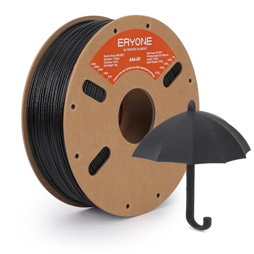 ERYONE Glass Fiber ASA Filament 1.75mm +/- 0.03mm, 3D Printing Filament, ASA GF Filament, 1kg (2.2 lbs)/Spool, Black