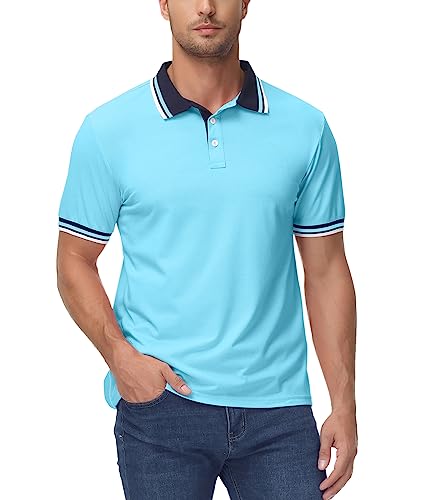 Teredier Mens Golf Shirts Short Sleeve Moisture-Wicking Shirts Collared Shirt Men Tennis Polo Shirt Golf Polo #TOP1