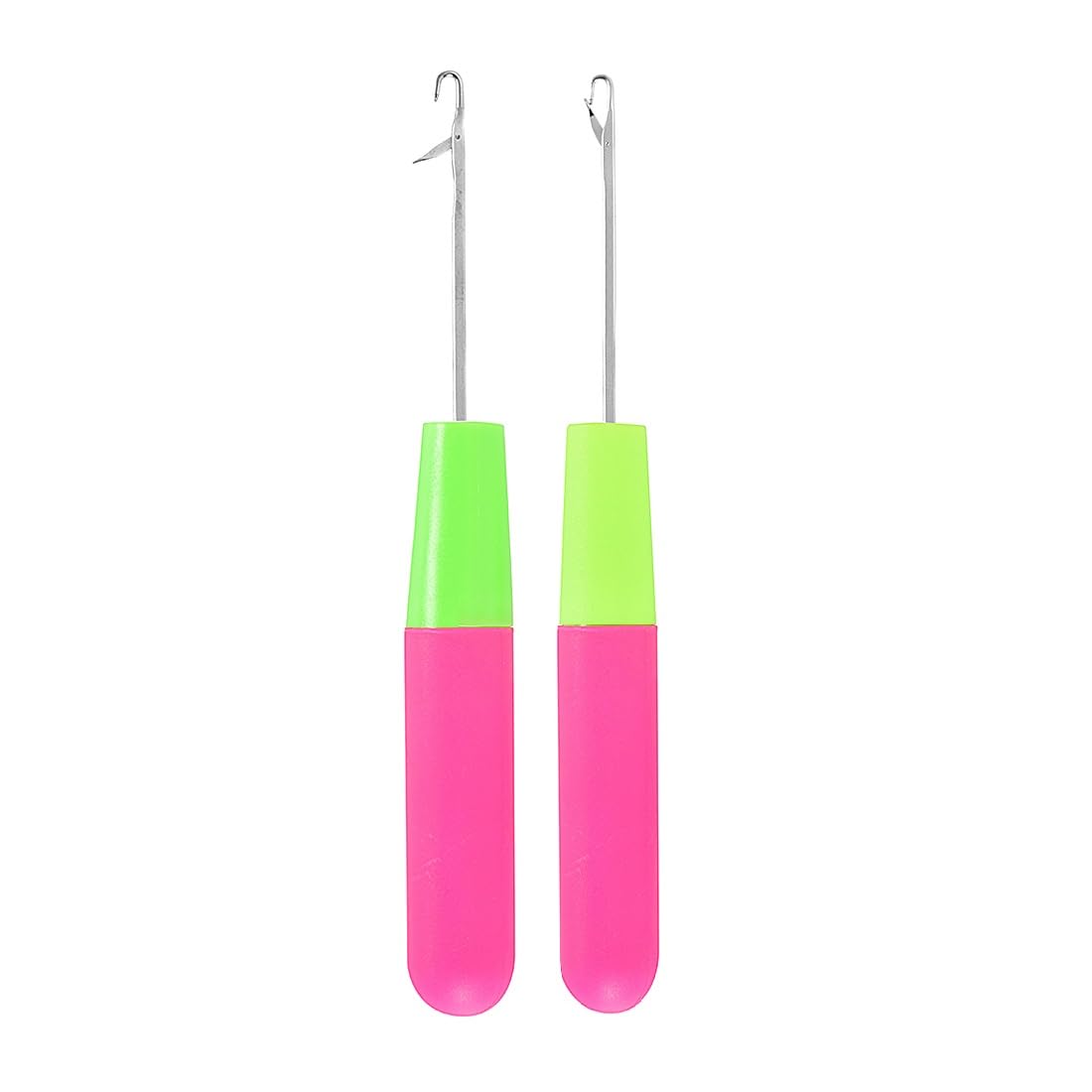 Aguja de ganchillo de ganchillo, 2 herramientas de gancho de pestillo, aguja de ganchillo grande de 5 mm, aguja de ganchillo pequeña de 3,8 mm (verde + rosa)