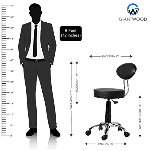 Image of Stool Revolving Office Chair for High Back Support with Rolling Moving Wheels Spine Lumbar and Ortho Backrest , Set of 2