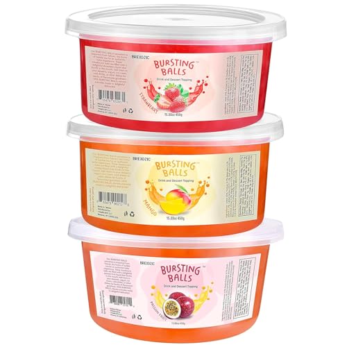 3 Flavors Popping Boba Pearls Bursting Tea Balls Drink &