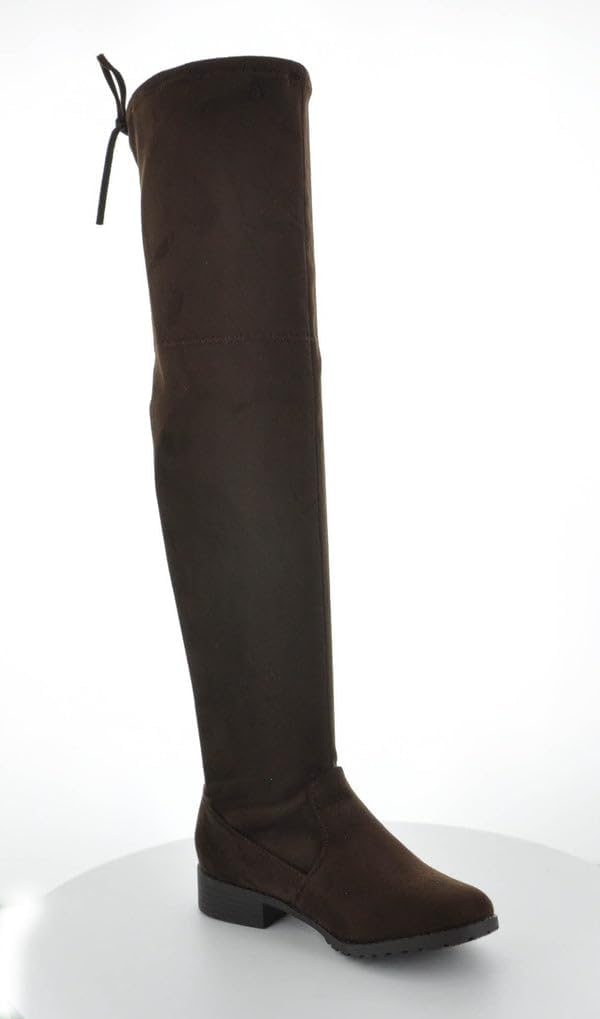 Forever Link Jalen-H4 Women's Over The Knee Thigh High Flat Boot Jalen-H4 Brown 10