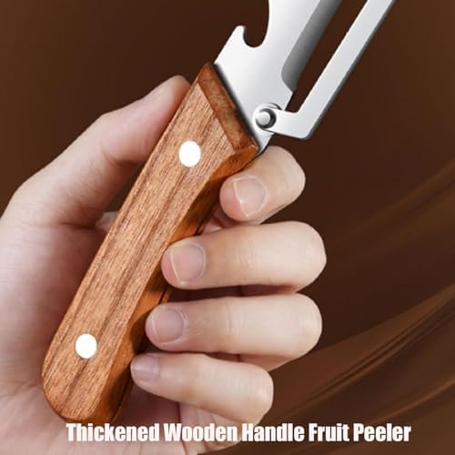 Kitchen Multi-Function Stainless Steel Thickened Fruit Peeler Knife, Ultimate Kitchen Peeler, Wooden Handle Peeler, Multi Functional Premium Vegetable Peeler, Bottle Opener Stainless Steel (1PCS) - 5