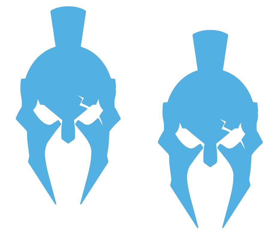 2 Pack - Gladiator Helmet - Spartan - Roman - Trojan | Car Decal Vinyl Sticker Graphics | 3 Inches Wide by 5.5 Inches Height HOM0157.053A Light Blue