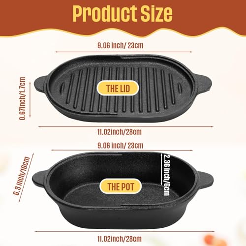 Teenyyou Cast Iron Bread Loaf Pan With Lid Pre Seasoned 2 In 1 Dutch Oven Pot Skillet 9 X 6.3 Inch Sourdough Baking Dual Handles For Homemade Bread, Cooking And Roasting, Black