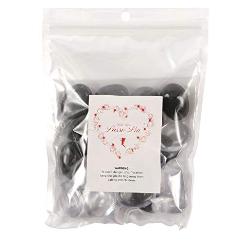 Clear Large Oval Pebbles Mixed Transparent and Coloured Stones Aquarium Marbles Table Scatter Stones Decorative Nuggets Vase Filler Beads Plant Pot Decoration 26pcs (Black/Transparent) - Image 6