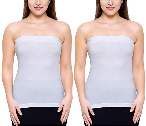 Image of Women's /Girl's Strapless Stretchable Long Bandeau Tube Top Camisole Free Size