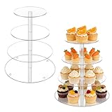 ZEONHEI 2 Stück Cupcake Ständer 4 Etagen, Klar Torten Etagere 4 Stöckig, Acryl Tortenständer Macarons Ständer, Cupcake Auslageständer für Hochzeiten, Geburtstage, Party