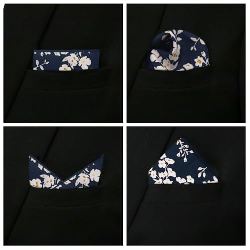 Image of Floral Pocket Squares for Men with Holder Printed Flower Mens Handkerchief Cotton Suit Pocket Hanky for Wedding