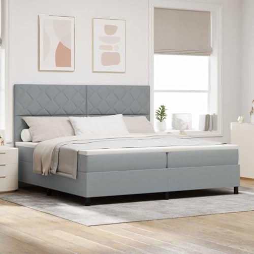 QZZCED Cama con Somier Moderna y Cabecero Ajustable, Colchón de Muelles Ensacados Medio-Firme para Dormitorios Contemporáneos, Marco de Madera Elaborada y Tapizado Poliéster,