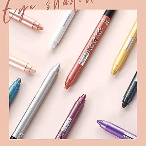Petansy Cream Eyeshadow Stick Eye Set, 12Pcs Colored Glitter Eyeshadow Stick Eyeliner Pencil, Long Lasting Waterproof Pearlescent Eyeshadow Eye Makeup Gift For Women #TOP4