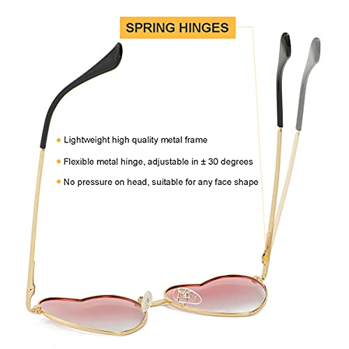 Gleyemor Girls Polarized Sunglasses, Cute Heart Shaped Sunglasses For Kids Girl Age 3-10 (Gold/Gradient Pink) #TOP4