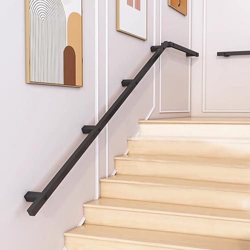 Kit de rampe d'escalier murale noire de 1 m à 6 m avec finitions haut de gamme