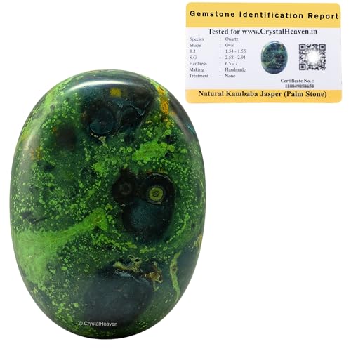 Image of Certified Kambaba Jasper Crystal Palm Pebbles Stones for Anxiety Stress Relief Massage - AAA Grade Original Healing Gemstone Agate Palm Stone for Yoga Meditation Spiritual Reiki Feng Shui