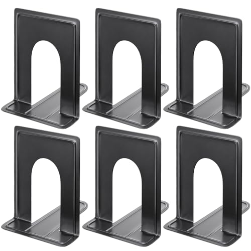 Image of MaxGear 8.5 in Extra Large Heavy Duty Book Ends, Black Metal Bookends