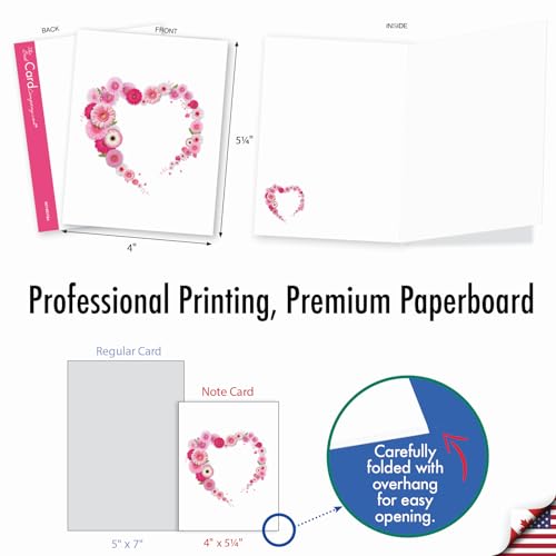 Image of The Best Card Company - 20 Cute Boxed Cards (4 x 5.12 Inch) - Assorted Blank Set (10 Designs, 2 Each) - Heart Blooms AM3180OCB-B2x10