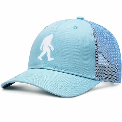 Pnkvnlo Mesh Bigfoot Hat Leather Cap for Men- Great Snapback Closure Sasquatch Hat for Hunting & Hiking