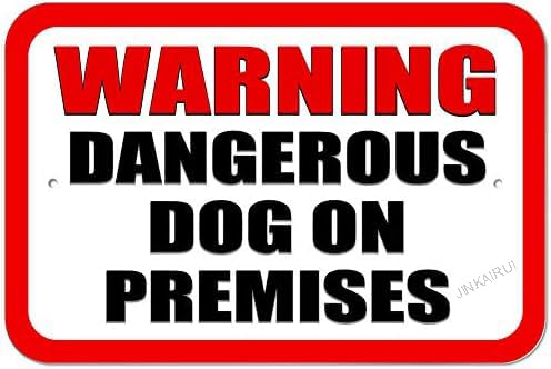 Warning Dangerous Dog On Premises Retro Fashion Chic Metal Tin Sign Garage Vintage Garden House Wall Decor 12X16 Inch