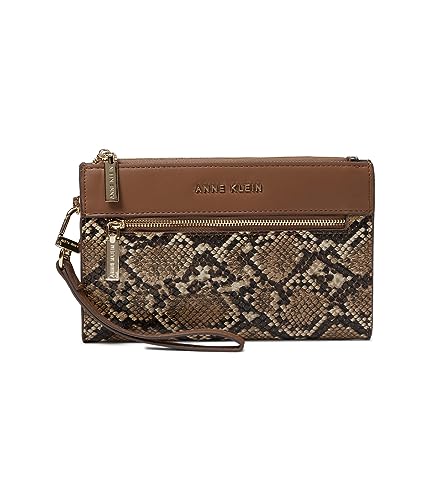 Anne Klein AK snake trimmed zip clutch with wristlet