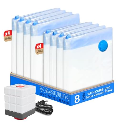 Vacuum Storage Bags for Clothing, 8 Pack Vacuum Seal Bags (4 Jumbo, 4 Large) for Clothes, Comforters, Blankets, Bedding, Space Saver Bag with Electric Pump (2025 Upgrade)