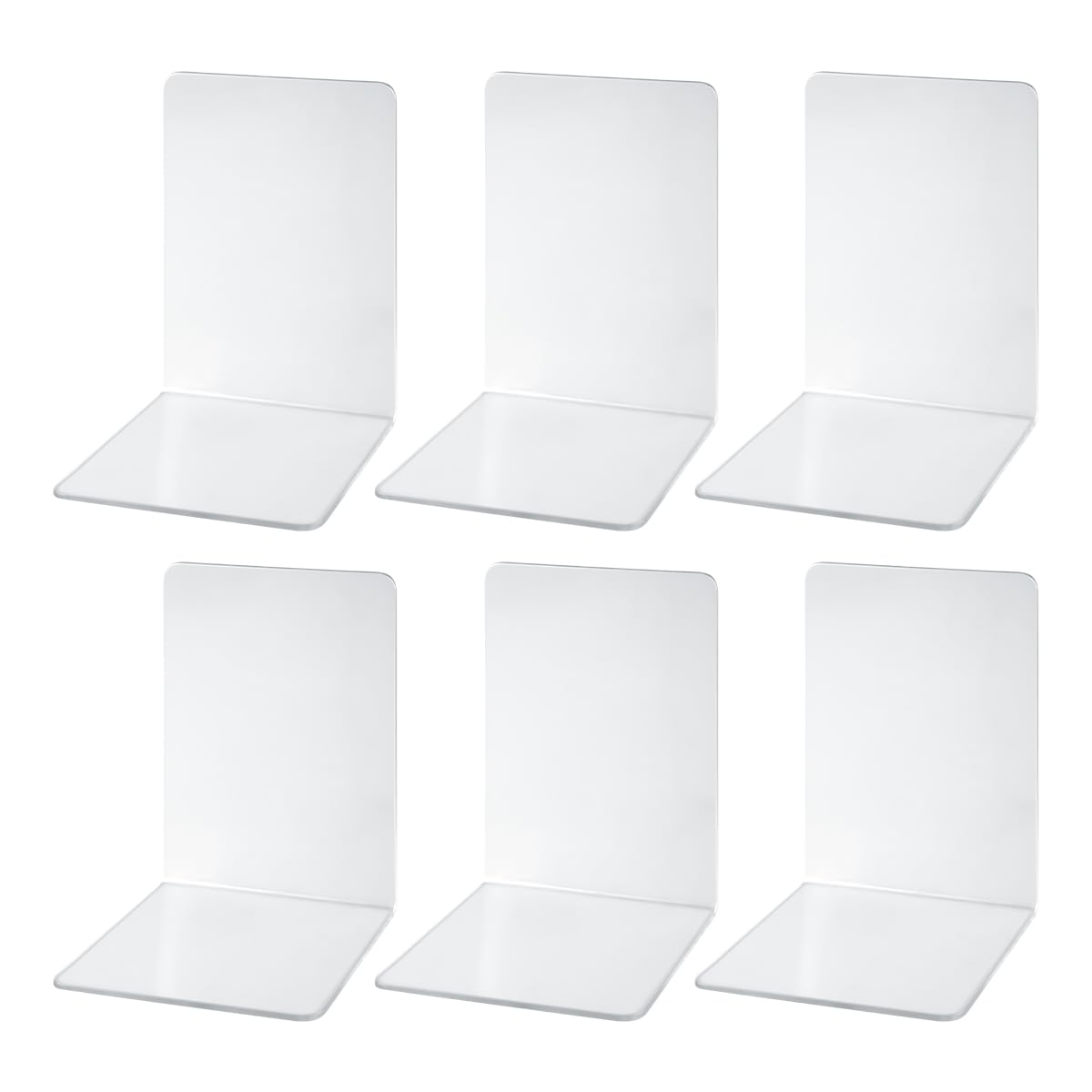 Lotsdonxia 6 PCS Clear Acrylic Book Ends – Heavy Duty Large Book Stoppers for Shelves, Desk & Bookshelf Organisation