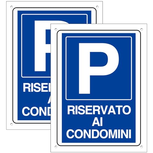 Cartello Area RISERVATO AL CONDOMINI 2 Pezzi - 20x30cm - PVC Ultra Resistente - Fori preforati - Impermeabili, Resistenti al Sole, non Facilmente Deformabili (Segnaletico-1)