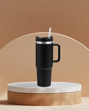 Siyah Paslanmaz Çelik Termos Pipetli 1200Ml sıcak-soğuk tutma süresi 10 saat