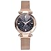 Produktbild Damen Uhr,Zimuuy Mode Elegant Sternenhimmel Glas Quarzuhr Exquisit Analog Mesh mit Magnetschnalle Armbanduhren (Rose Gold)