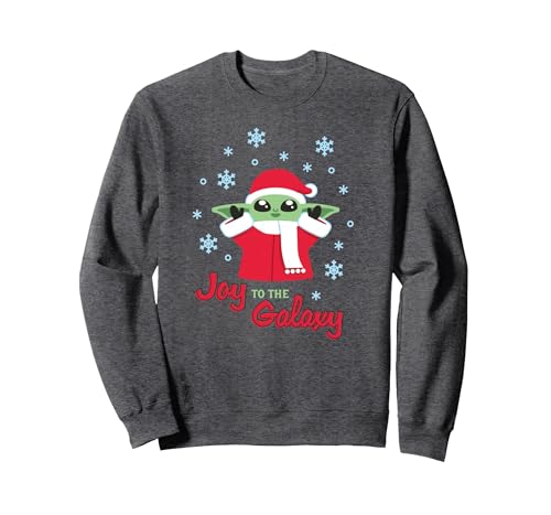 Image of Star Wars The Mandalorian Grogu Joy to the Galaxy Holiday Sweatshirt, Adult Unisex, Dark Heather Grey, XX-Large