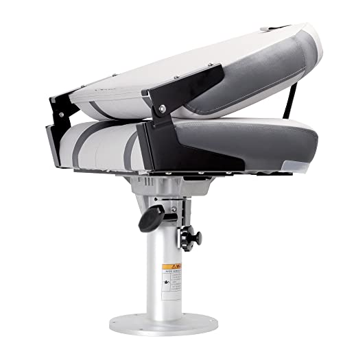 Northcaptain S1 Deluxe High Back Folding Boat Seat,Stainless Steel Screws Included,Light Grey/Charcoal(2 Seats) #TOP3