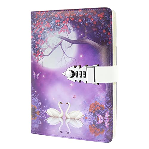 NectaRoy Lockable Diary, PU Leather Cover Writing Notebook with Combination Lock