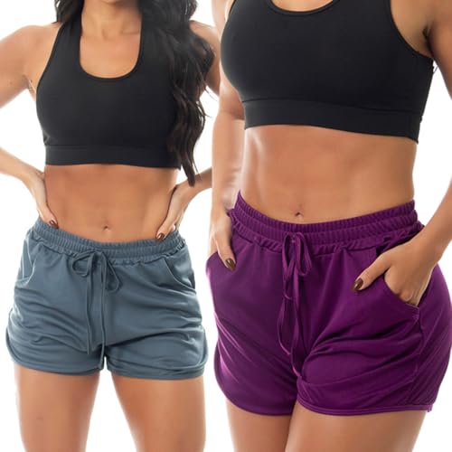 Kit 2 Short Fitness Esportivo Corrida Treino Academia Bolso Feminino (BR, Alfa, G, Regular, Regular,