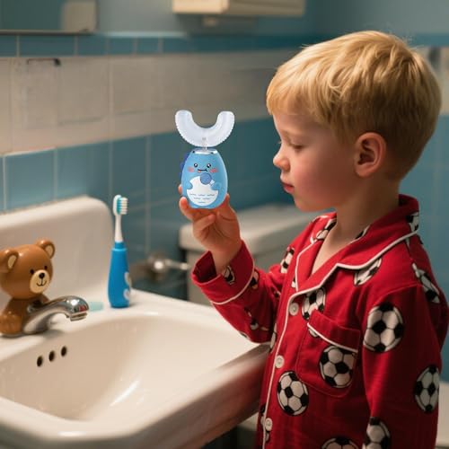 Cepillo de dientes en forma de U con 3 modos de limpieza para niños 3