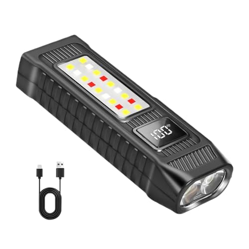 Linterna portátil – Linterna portátil impermeable con base magnética | Luz LED de largo alcance para senderismo, caminar, coche, mantenimiento, camping, exploración nocturna, uso de emerge