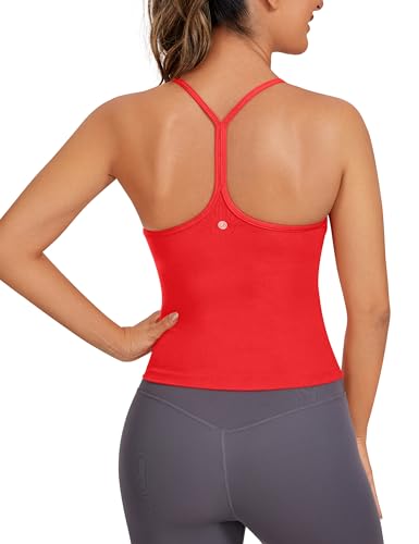 CRZ YOGA Butterluxe Womens Workout Racerback Tank Top with Built in Bra - Scoop Neck Spaghetti Strap Padded Slim Camisole