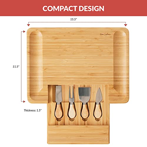 Cheese Board Set, Bamboo Cheese Board And Knife Set, Charcuterie Board Set, Charcuterie Tray, Wine And Cheese Board, Large Charcuterie Boards, Wooden Cheese Tray, Housewarming Gift & Wedding Gift #TOP5