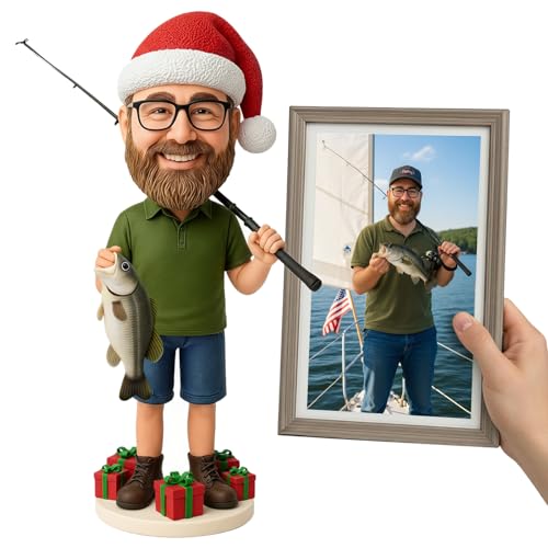 BobbleMy Custom Bobblehead, 6/7/8 inch Personalized Customized Bobbleheads Customization Dolls Figure Handmade Sculpture Gifts Based on Your Photos for Boyfriend, Husband, Friends(A Fisherman)